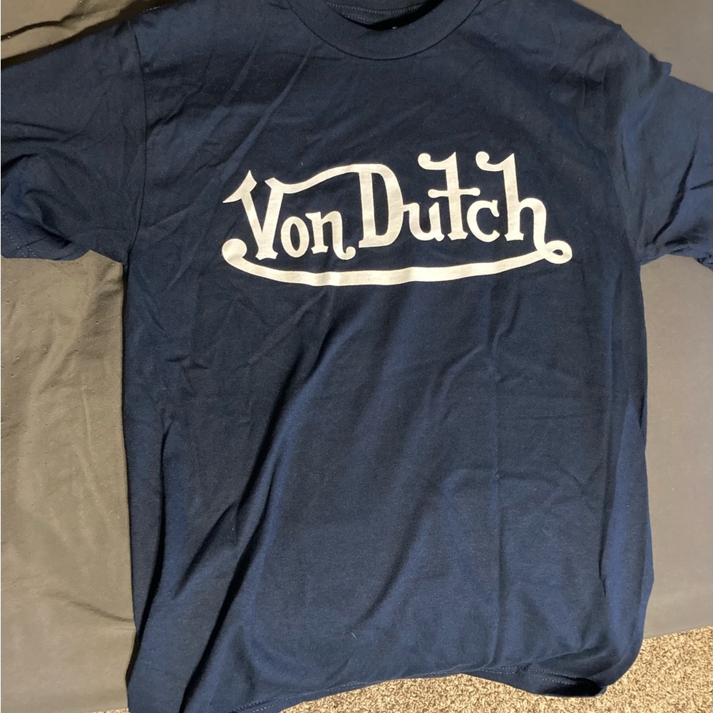 Von Dutch Navy Short-Sleeve Tee with White Logo